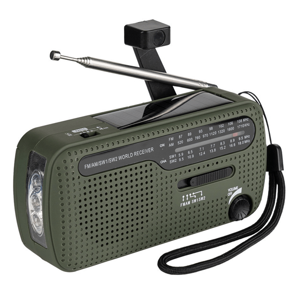 Nødradio med powerbank mm.